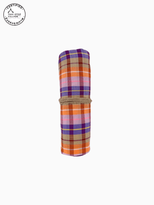 ผ้าขาวม้า ฝ้ายผสม โทนสีส้ม