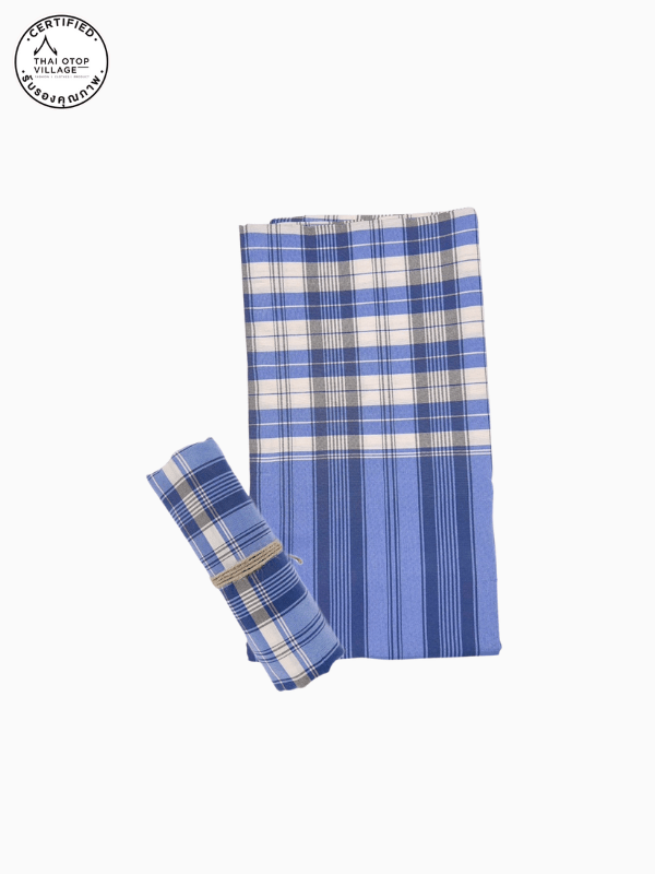 ผ้าขาวม้า ฝ้ายผสม โทนสีน้ำเงิน