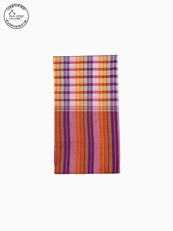 ผ้าขาวม้า ฝ้ายผสม โทนสีส้ม